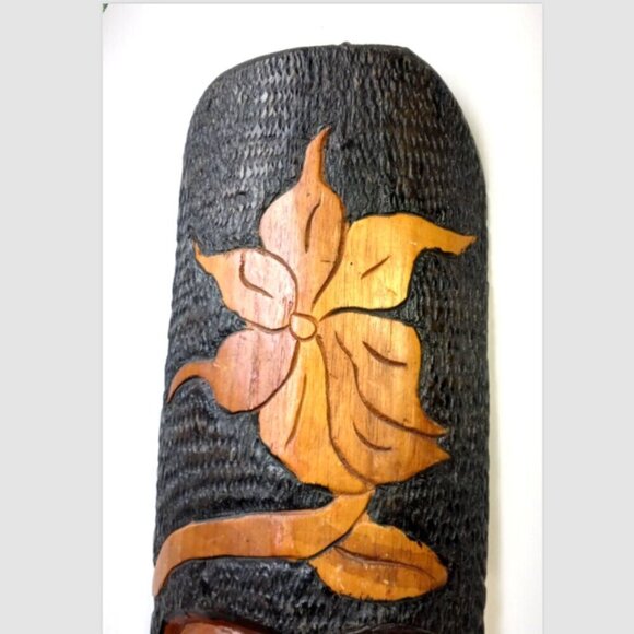 Tiki Head Large Vintage Bearded Polynesian or African Carving Teak Wood 27 inch - Picture 4 of 9